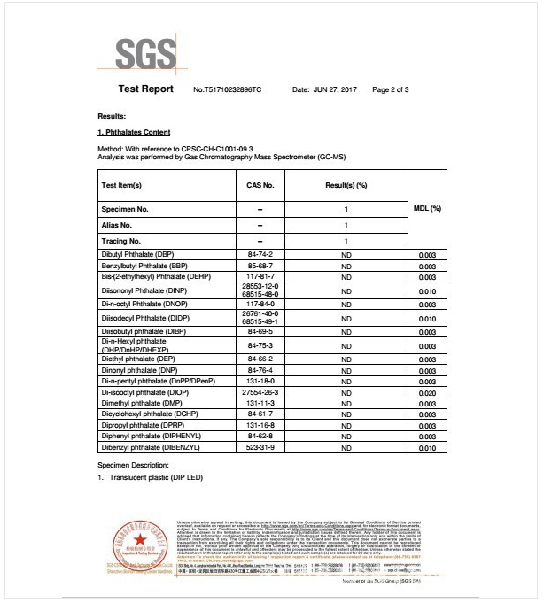 SGS认证书